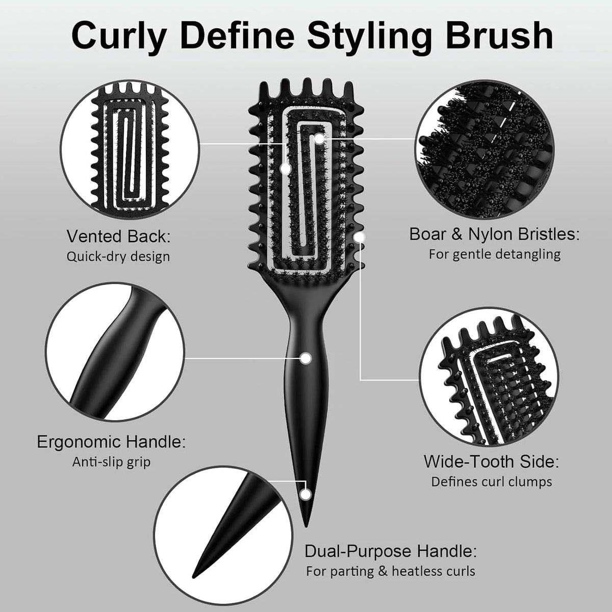 Curly Hair Brush, Curl Brush For Wet & Dry Hair,Curl Defining For Women&Men