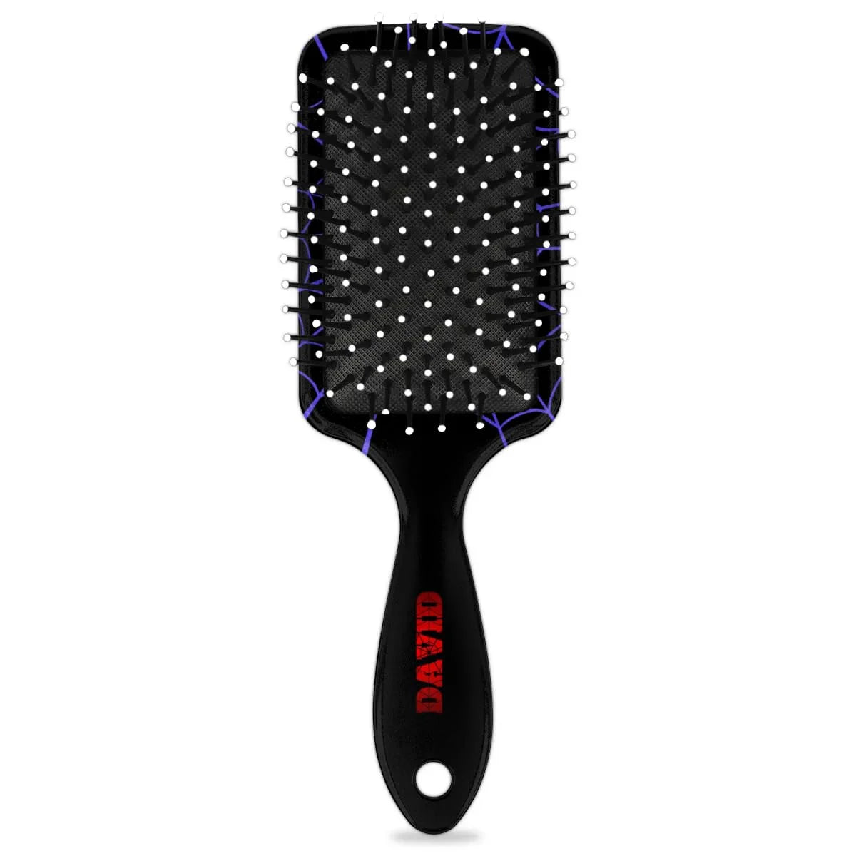 Personalized-Kids-Hair-Brush for Boy Girls Custom Gift Detangler Brush Soft Bristle Hair Brushes Travel Hair Brush for All Hair Types Christmas Hallowmas Spider Web Sliver Dot