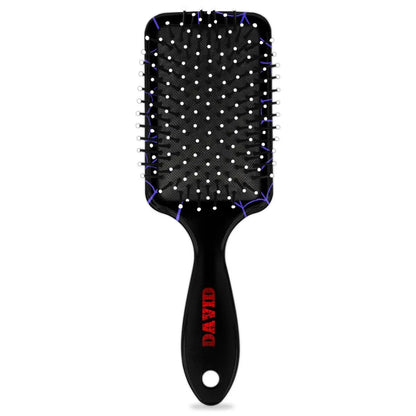 Personalized-Kids-Hair-Brush for Boy Girls Custom Gift Detangler Brush Soft Bristle Hair Brushes Travel Hair Brush for All Hair Types Christmas Hallowmas Spider Web Sliver Dot