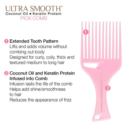 Cricket Ultra Smooth Coconut Conditioning Comb – Infused with Coconut Oil & Keratin for Frizz-Free Shine and Hydration, Ideal for Mid-Length, Thick, and Textured Hair
