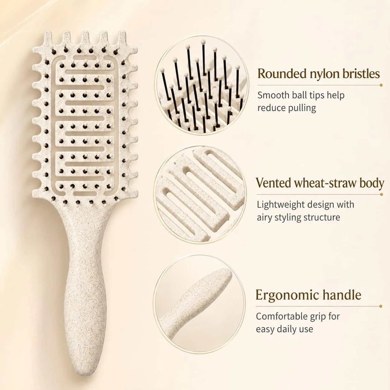 Curl Defining Brush for Curly Hair, Vented Detangling Hair Brush for Wet and Dry Styling, Curved Brush for Shaping and Smoothing Curl Clumps, Lightweight Hair Brush (2Pcs Black)