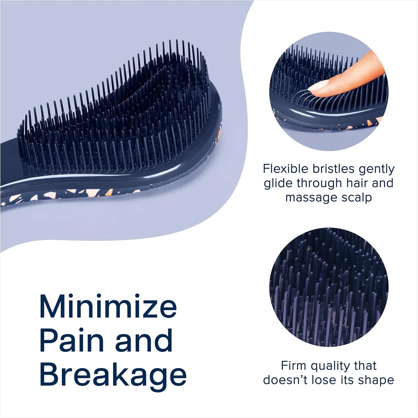Crave Naturals Glide Thru Hair Brush - Detangler Brush for Curly, Straight, Wet or Dry Hair - Gentle Detangling Brushes for Adults, Kids, Toddlers - Hair Accessories for Women, 7.5x3" - Pink