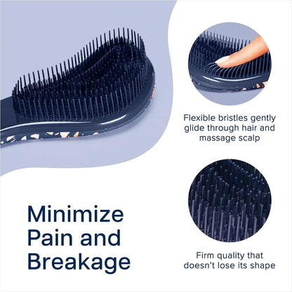 Crave Naturals Glide Thru Hair Brush - Detangler Brush for Curly, Straight, Wet or Dry Hair - Gentle Detangling Brushes for Adults, Kids, Toddlers - Hair Accessories for Women, 7.5x3" - Pink