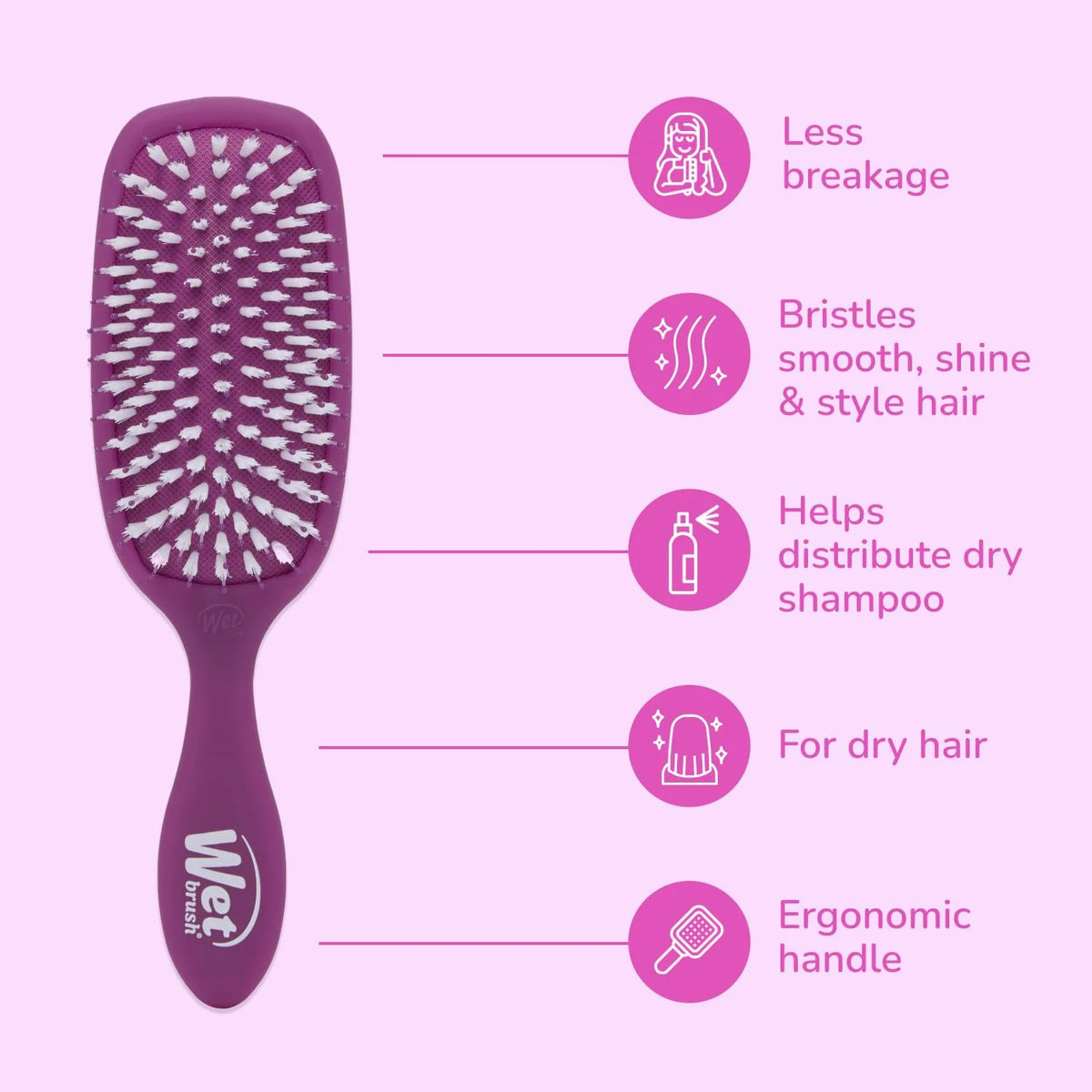 Wet Brush Shine Enhancer Hair Brush, Pink - Exclusive Ultra-soft IntelliFlex Bristles - Natural Boar Bristles Leave Hair Shiny And Smooth For All - For Women, Men, Wet And Dry Hair