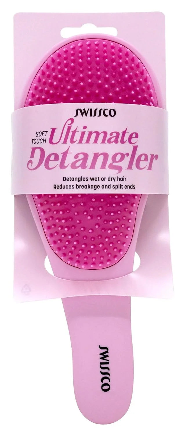 Swissco Soft Touch Ultimate Detangler Colorblock Hair Brush for Natural, Curly, Wet or Dry Hair (Mint Green Purple Colorblock)