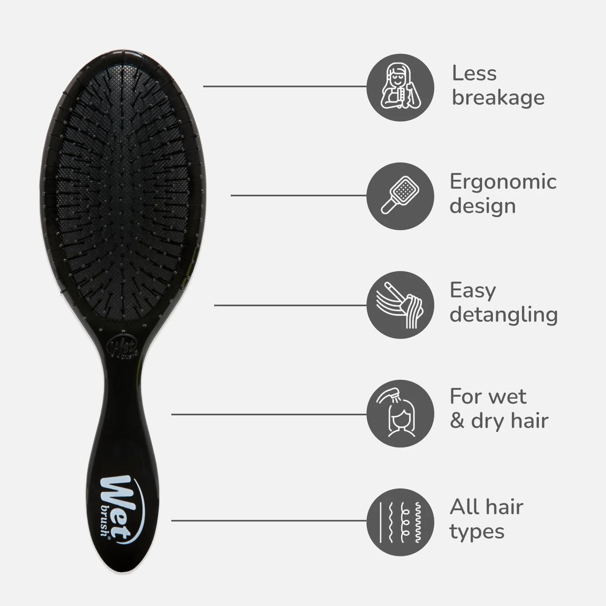 Wet Brush Original Detangler Hair Brush, Purple, For All Hair Textures