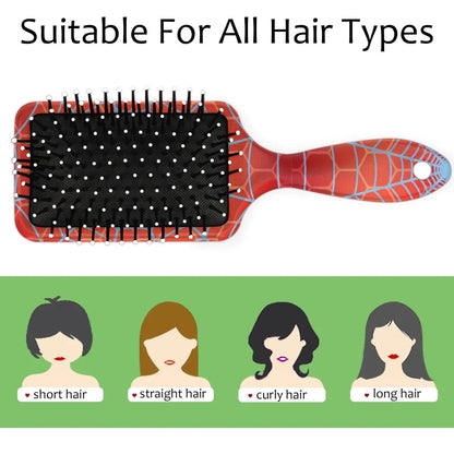 Personalized-Kids-Hair-Brush for Boy Girls Custom Gift Detangler Brush Soft Bristle Hair Brushes Travel Hair Brush for All Hair Types Christmas Hallowmas Spider Web Sliver Dot
