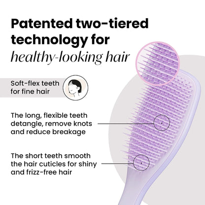 Tangle Teezer Fine and Fragile Ultimate Detangler Hairbrush for Coloured, Fine & Thin Hair - Two-Tiered Soft Flex Teeth Reduce Breakage & Pulling - Gentle on Delicate Hair - Hypnotic Heather