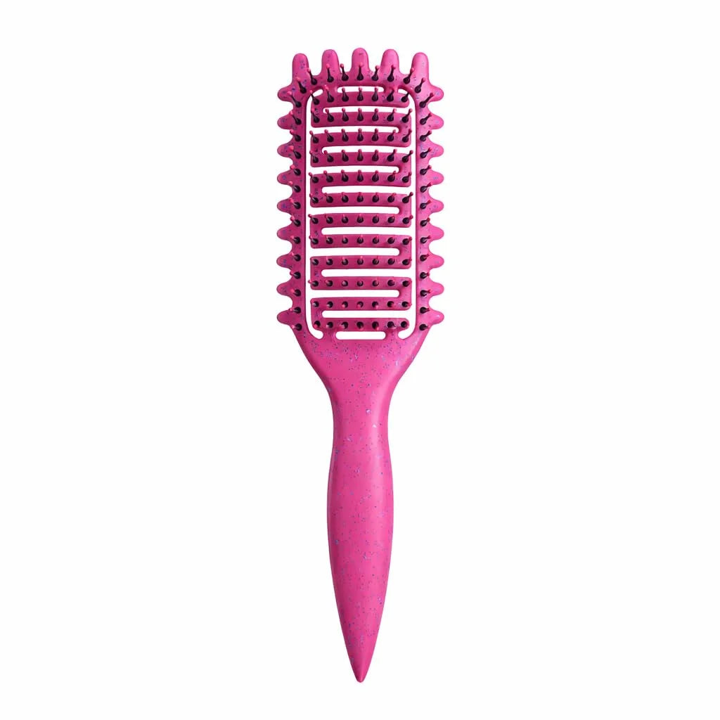 Curl Defining Brush for Curly Hair, Vented Detangling Hair Brush for Wet and Dry Styling, Curved Brush for Shaping and Smoothing Curl Clumps, Lightweight Hair Brush (2Pcs Black)