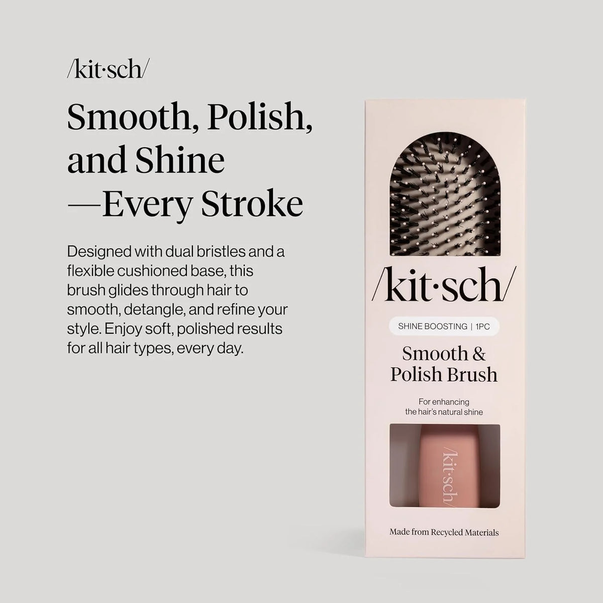 Kitsch Smooth & Polish Hair Brushes For Women and Men - Black