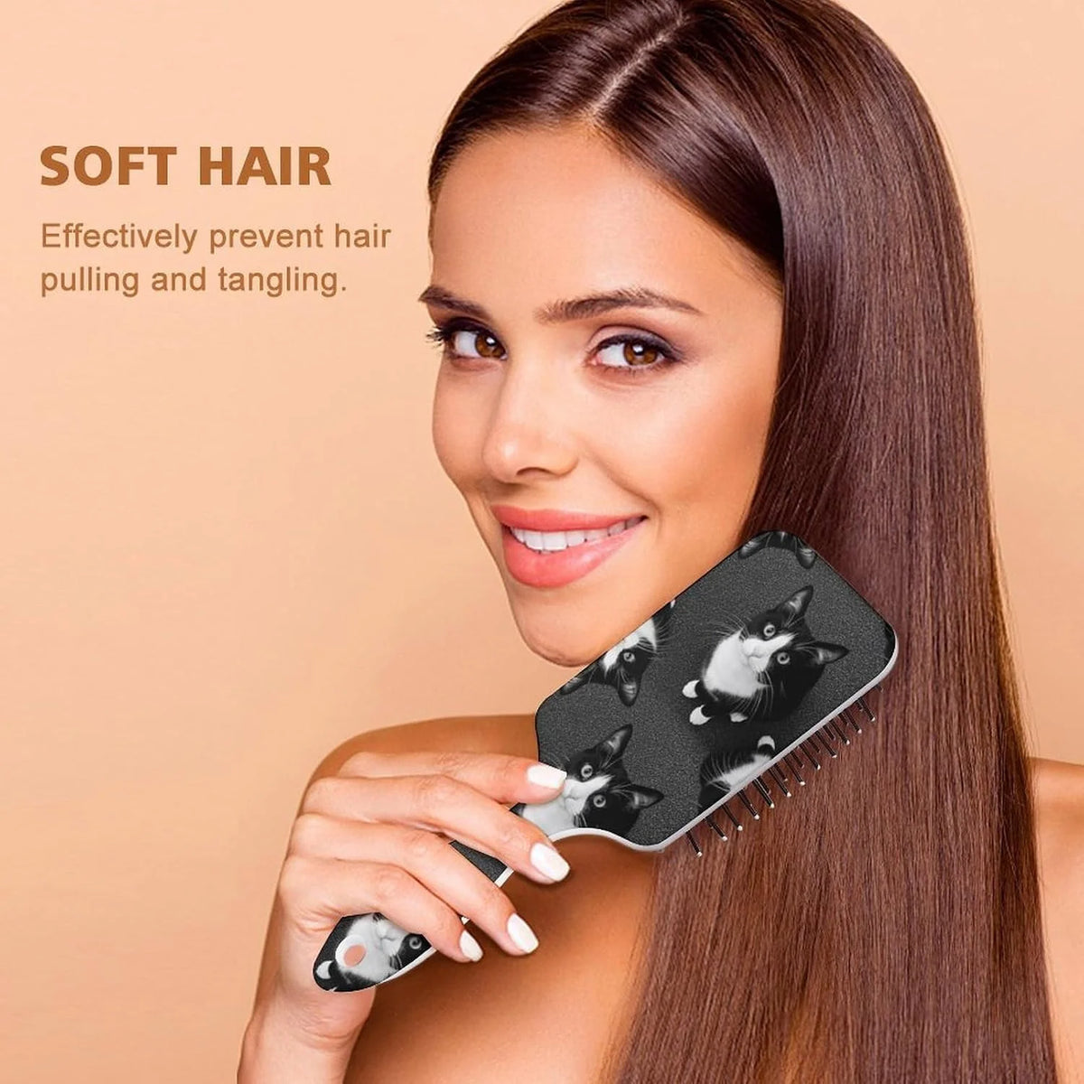 Air-Cushion Comb Black Gold Glitter Cheetah Leopard Print, Smooth Hair Salon Anti-Knotting Fluffy, For Long Thick Curly Hair, 1 Pack