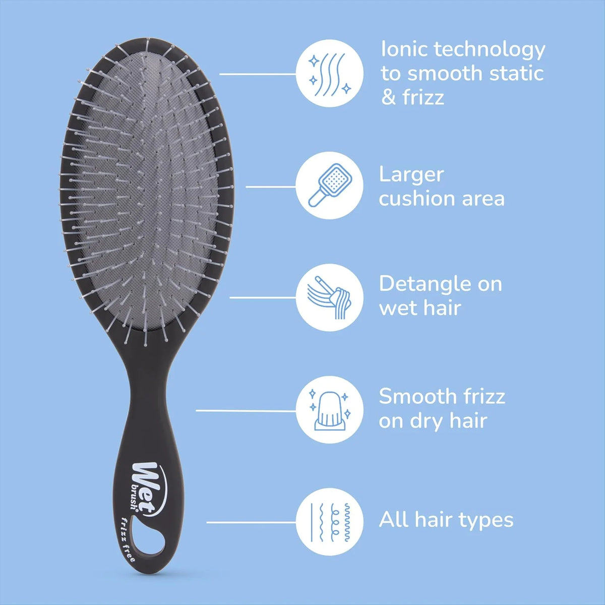 Wet Brush Frizz-Free Detangler Brush with Ionic Technology, Pink, Provides Frizz Control, Reduces Static, and Smooths All Hair Types, Best For Dry Hair, Made for Women, Men & Kids