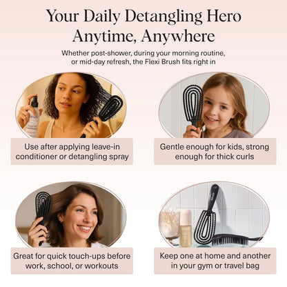 Kitsch Flexi Flow Detangler Brush, Hair Brushes For Women - Black