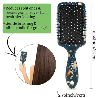 Personalized Cute Car Detangler-Hair-Brush for Kids Boys,Glides Through Tangles Comb,Custom Name Hair Brushes for All Hair Types Wet/Dry/Curly/Thick Hair,White 2