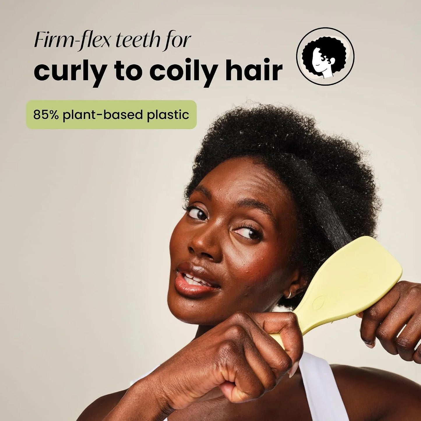 Tangle Teezer Plant-Based Ultimate Detangler Curly Hair Brush, Yellow