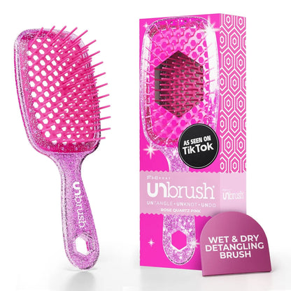 FHI Heat UNbrush Detangling Brush for Pain-Free Brushing on All Wet or Dry Hair Types — Durable DuoFlex Anti-Static Bristles, Lightweight Handle, Vented Hair Brush