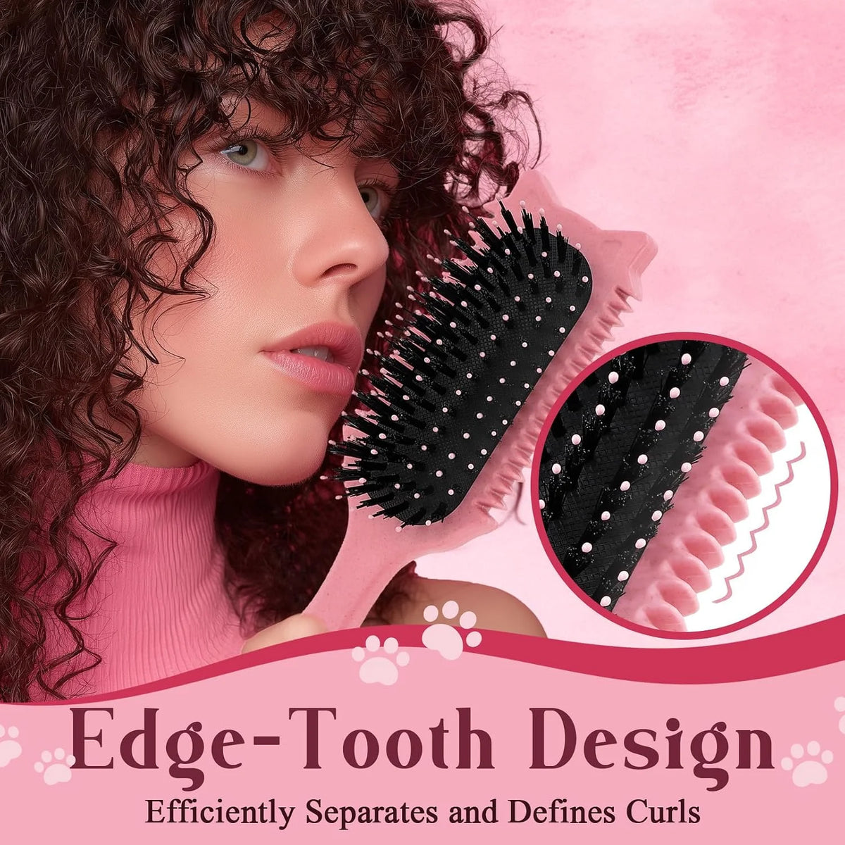 Curly Hair Brush, Cat Ear Curl Brush for Men & Women