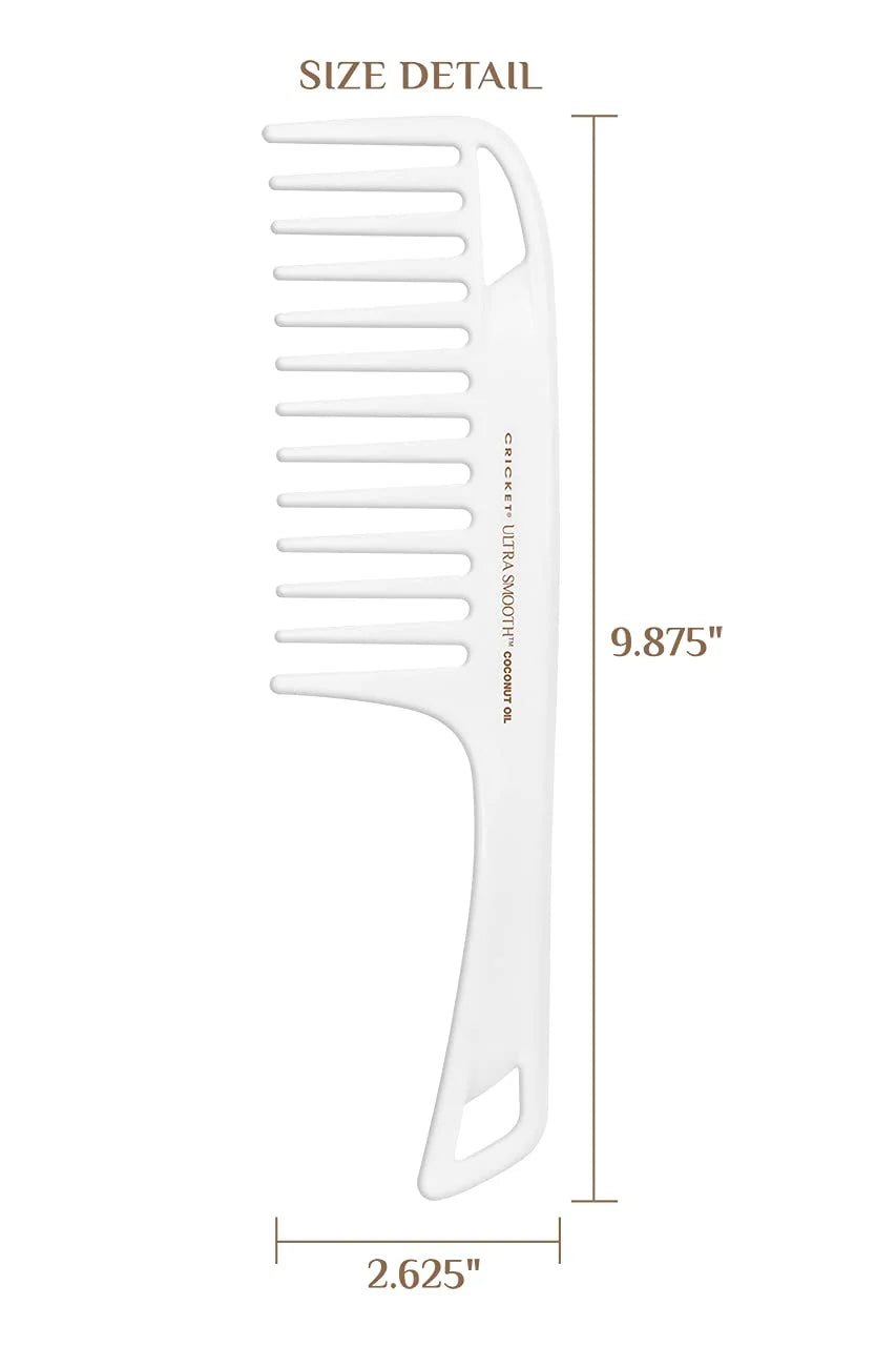 Cricket Ultra Smooth Coconut Conditioning Comb – Infused with Coconut Oil & Keratin for Frizz-Free Shine and Hydration, Ideal for Mid-Length, Thick, and Textured Hair