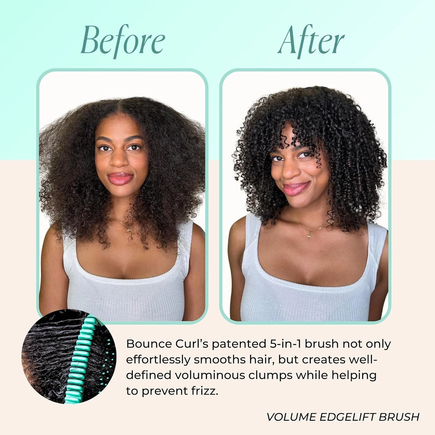 Bounce Curl Volume EdgeLift Brush, 5-In-1 Styling Tool Defined Curls Purple