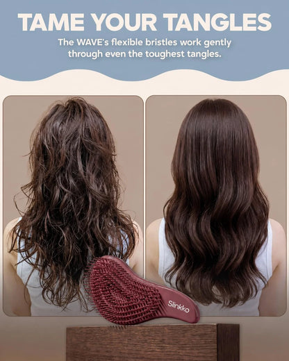 Detangler Brush, Hair Brush for Women, Men & Kids - Detangling Hair Brush for Curly, Thick, Fine & Wavy Hair - Anti-Breakage Wave Brush, Pain-Free Hairbrush, Special Edition Burgundy