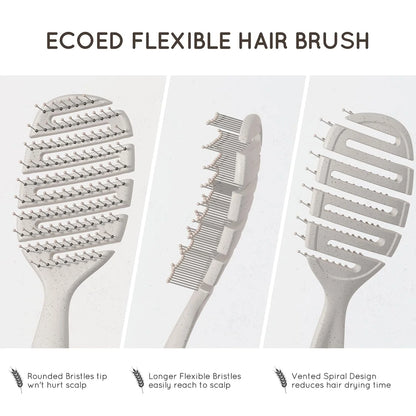 Ecoed Hair brush, Vented Detangling Brush, Quickly Detangles and Smooths hair for Curly, Thick, and Straight Hair, Hair Brush for Women and Men, Blue, Eco Friendly, Sustainable Material