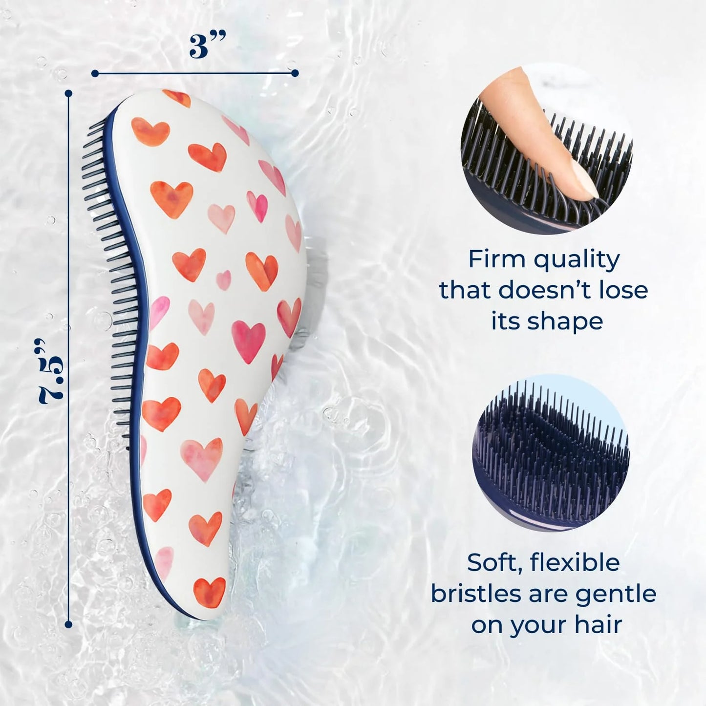 Crave Naturals Glide Thru Hair Brush - Detangler Brush for Curly, Straight, Wet or Dry Hair - Gentle Detangling Brushes for Adults, Kids, Toddlers - Hair Accessories for Women, 7.5x3" - Pink