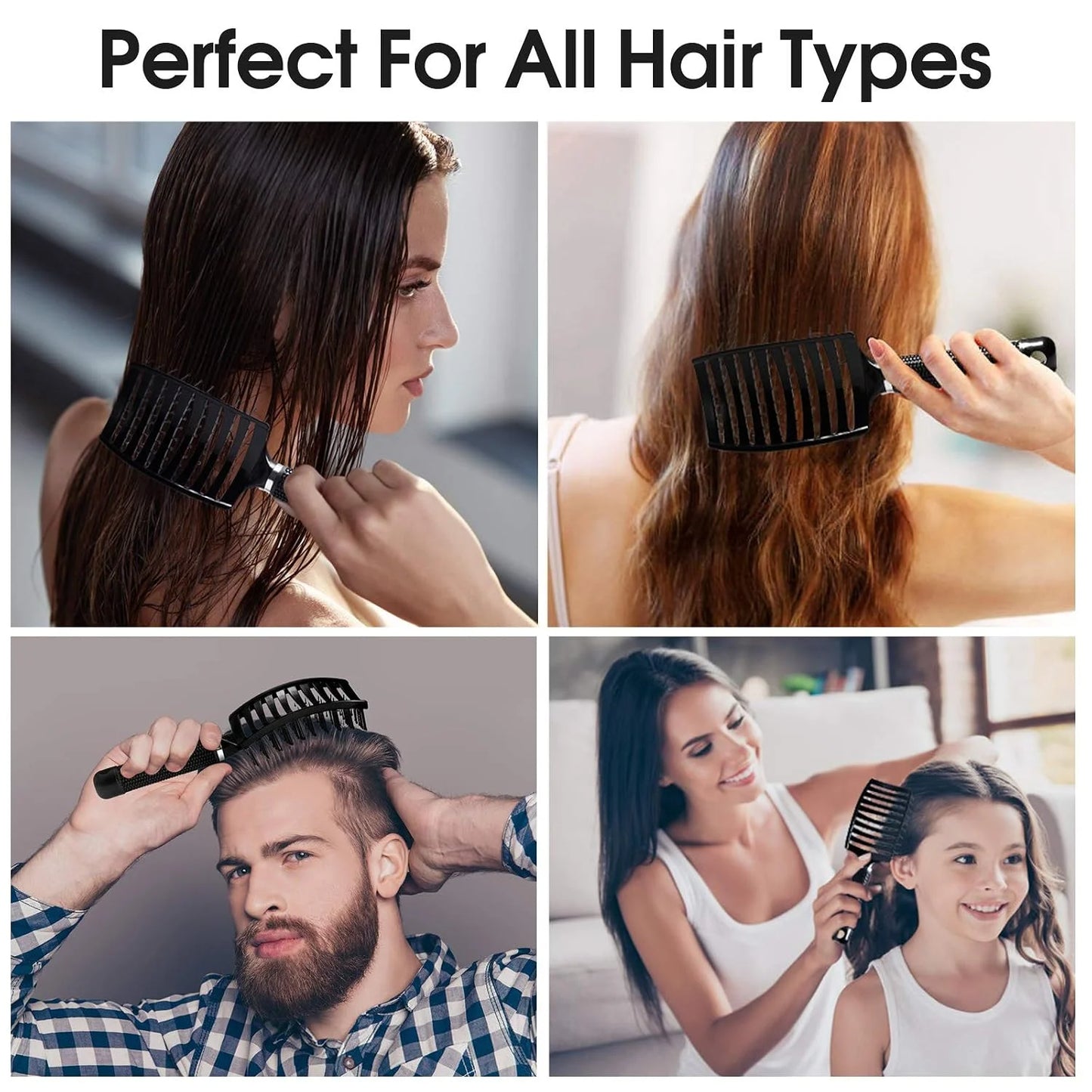 Hair Brush, Professional Curved Vented Brush with 25MM Bristles for Faster Blow Drying, Detangling for Wet Dry Hair, Paddle Brush for Thick Curly Straight Hair for Women & Men