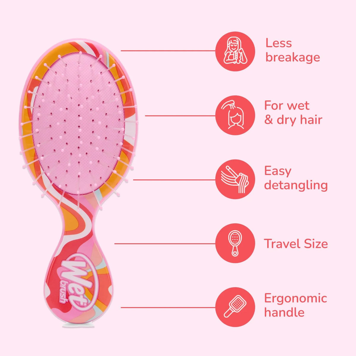 Wet Brush Mini Detangler Travel Hair Brush, Rainbow, All Hair Types