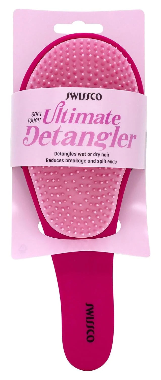 Swissco Soft Touch Ultimate Detangler Colorblock Hair Brush for Natural, Curly, Wet or Dry Hair (Mint Green Purple Colorblock)