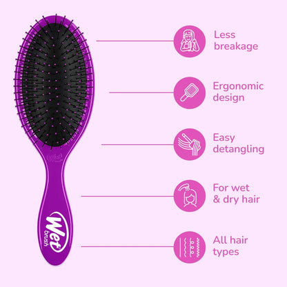 Wet Brush Original Detangler Hair Brush, Purple, For All Hair Textures