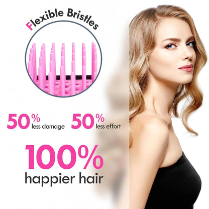 Vented Detangling Hair Brush - 2 Pack Detangler Hairbrush for Effortless Tangle Removal - Ultra-Soft Bristles -For Natural Curly Straight Wet Dry Damaged Hair for Women Men Kids - Black & Blue