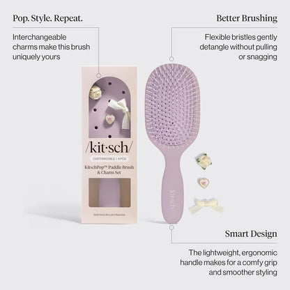 KitschPop™ Paddle Brush | Hair Brushes for Women – Soft Violet