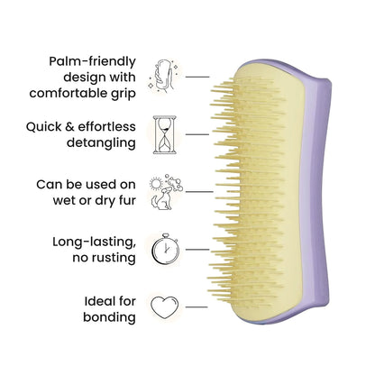 Pet Teezer Detangling Dog Brush for Long Hair Breeds, Large, Blue & Grey