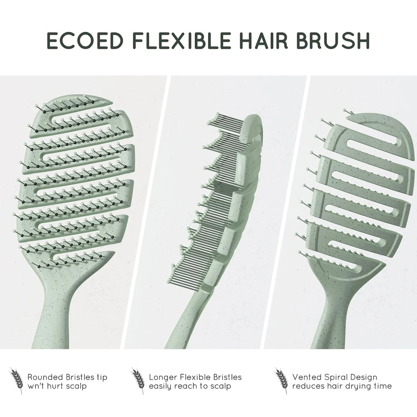 Ecoed Hair brush, Vented Detangling Brush, Quickly Detangles and Smooths hair for Curly, Thick, and Straight Hair, Hair Brush for Women and Men, Blue, Eco Friendly, Sustainable Material