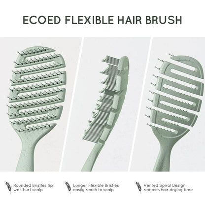 Ecoed Hair brush, Vented Detangling Brush, Quickly Detangles and Smooths hair for Curly, Thick, and Straight Hair, Hair Brush for Women and Men, Blue, Eco Friendly, Sustainable Material