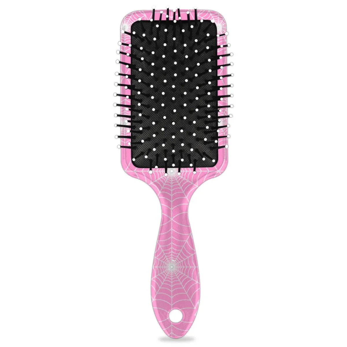 Personalized-Kids-Hair-Brush for Boy Girls Custom Gift Detangler Brush Soft Bristle Hair Brushes Travel Hair Brush for All Hair Types Christmas Hallowmas Spider Web Sliver Dot