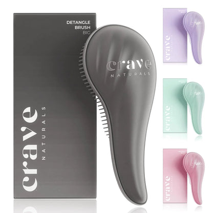Crave Naturals Mini Detangler Hair Brush Turquoise – Glide Thru Hair Detangler Brush for Women, Kids & Toddlers – Gentle Scalp Care, No-Pain Tangle-Free Hairbrush for All Hair Types, Travel Hair Brush