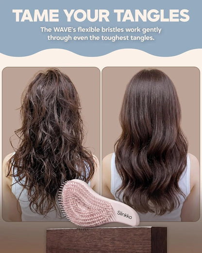 Detangler Brush, Hair Brush for Women, Men & Kids - Detangling Hair Brush for Curly, Thick, Fine & Wavy Hair - Anti-Breakage Wave Brush, Pain-Free Hairbrush, Special Edition Burgundy