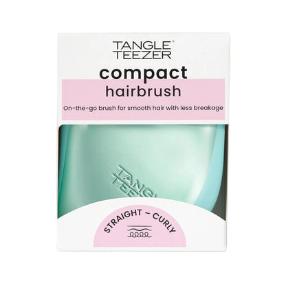Tangle Teezer | The Compact Styler Detangling Hairbrush | Travel-Friendly with Protective Cover & Two-Tiered Teeth Design | Perfect for Wet, Dry & Flyaway Hair | Teal Matte Chrome