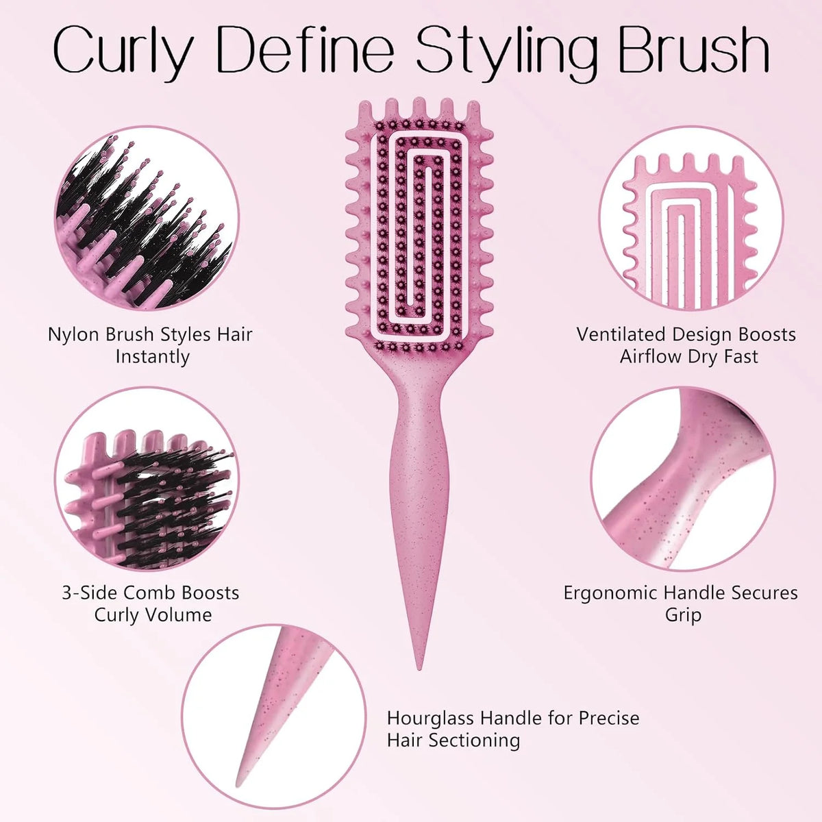 Curly Hair Brush, Cat Ear Curl Brush for Men & Women