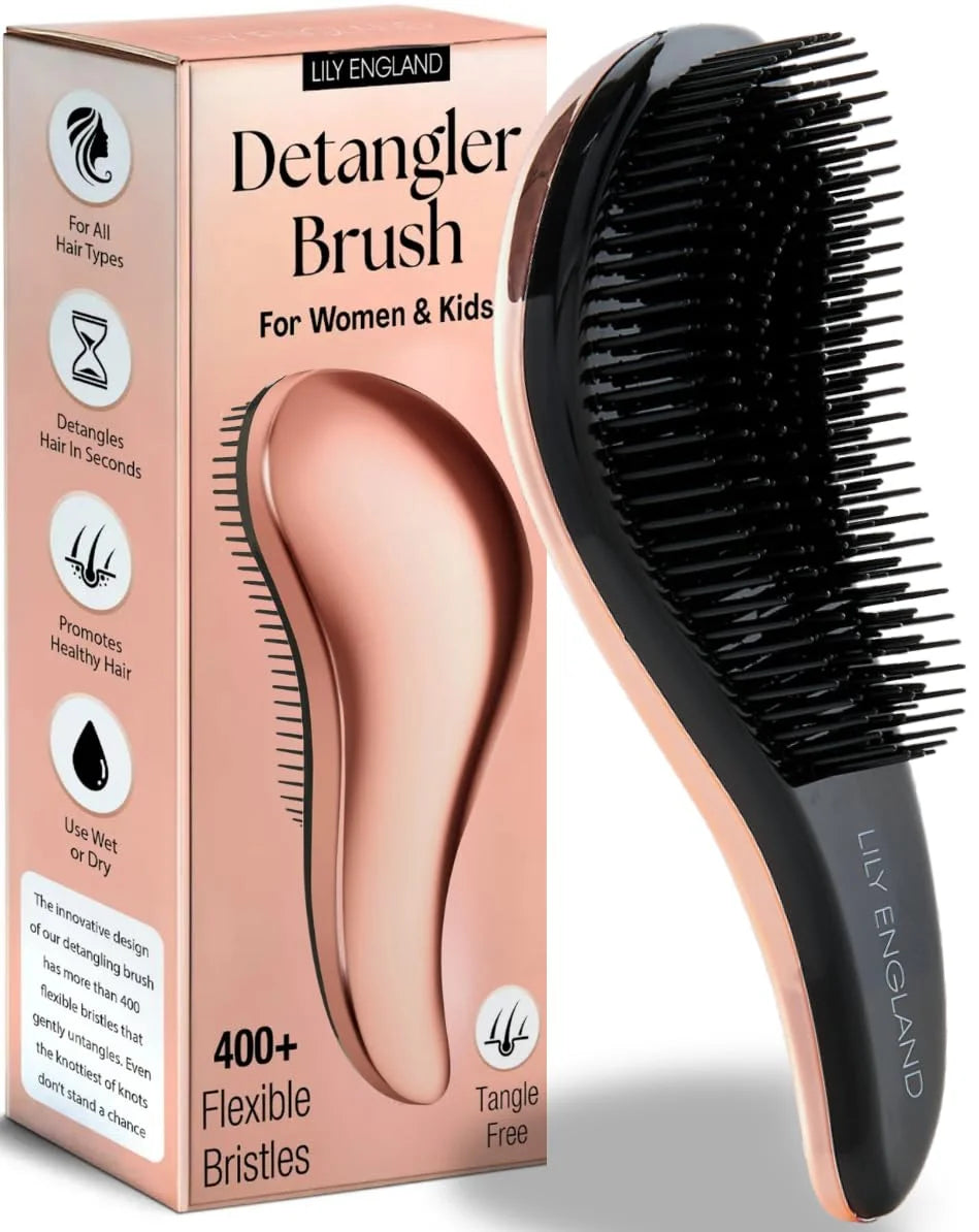 Lily England Detangling Comb & Brush Set for Girls, Tail & Wide Tooth Comb