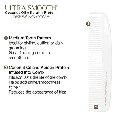 Cricket Ultra Smooth Coconut Conditioning Comb – Infused with Coconut Oil & Keratin for Frizz-Free Shine and Hydration, Ideal for Mid-Length, Thick, and Textured Hair