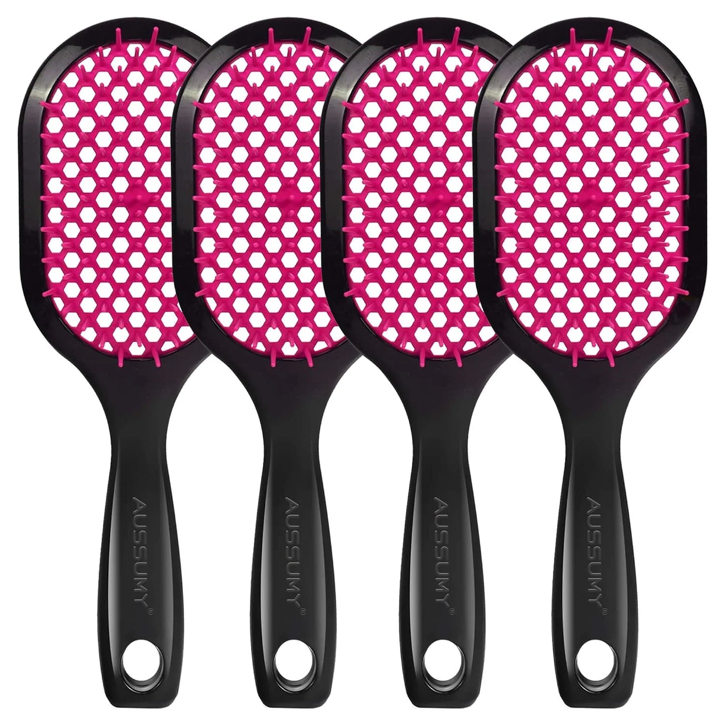 Vented Detangling Hair Brush - 2 Pack Detangler Hairbrush for Effortless Tangle Removal - Ultra-Soft Bristles -For Natural Curly Straight Wet Dry Damaged Hair for Women Men Kids - Black & Blue