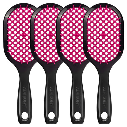 Vented Detangling Hair Brush - 2 Pack Detangler Hairbrush for Effortless Tangle Removal - Ultra-Soft Bristles -For Natural Curly Straight Wet Dry Damaged Hair for Women Men Kids - Black & Blue