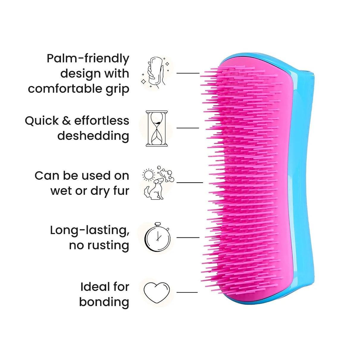 Pet Teezer De-Shedding Dog Brush for Long Hair Breeds, Large, Blue & Pink