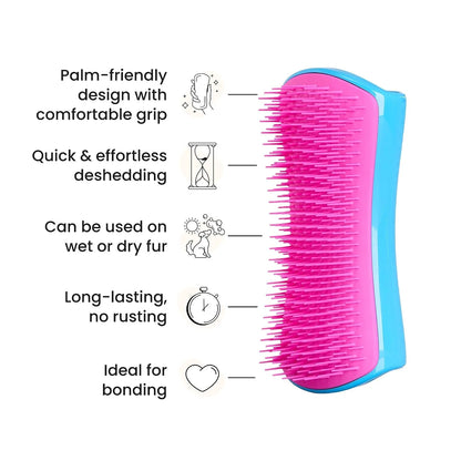 Pet Teezer De-Shedding Dog Brush for Long Hair Breeds, Large, Blue & Pink
