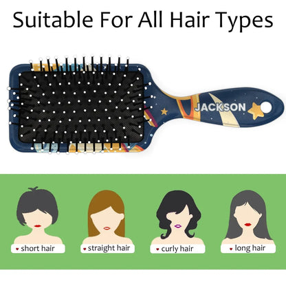 Personalized Cool-Rocket Detangler-Hair-Brush for Kids-Boys,Glides Through Tangles Comb,Custom Name Hair Brushes for All Hair Types Wet/Dry/Curly/Thick Hair,Dark Blue