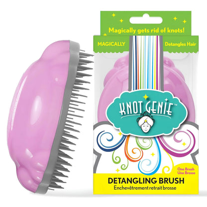 Knot Genie Detangling Hair Brush for Kids (Peaceful Purple) | Original Size | Perfect Detangling Brush for Curly Hair, Gently Separate Tangles, Leaves Hair Smooth and Shiny