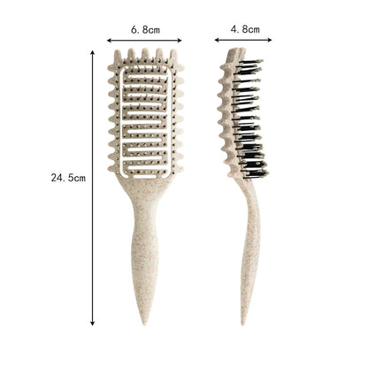 Curl Defining Brush for Curly Hair, Vented Detangling Hair Brush for Wet and Dry Styling, Curved Brush for Shaping and Smoothing Curl Clumps, Lightweight Hair Brush (2Pcs Black)
