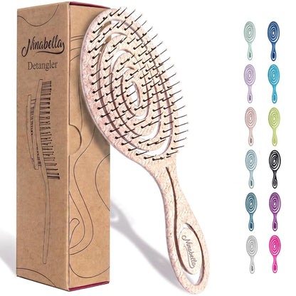 Ninabella Detangler Brush - No Tangle Hair Brush for Women, Fine, Thick and Long Hair - Hairbrush for Wet and Dry Hair, Gentle on the Scalp - Elegant Black